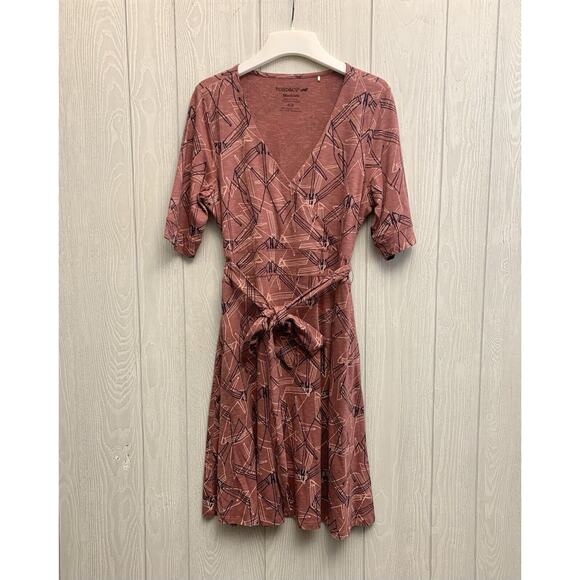 Toad & Co Pink 3/4 Sleeve V-Neck Dres Size Medium - Picture 1 of 4